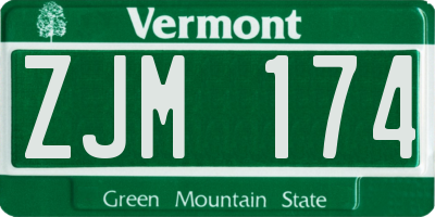 VT license plate ZJM174