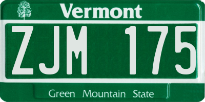 VT license plate ZJM175