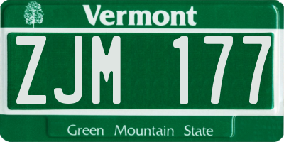 VT license plate ZJM177