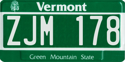 VT license plate ZJM178