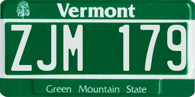 VT license plate ZJM179