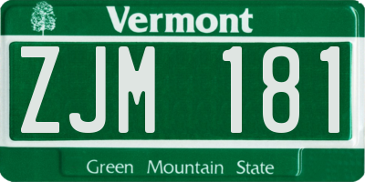 VT license plate ZJM181