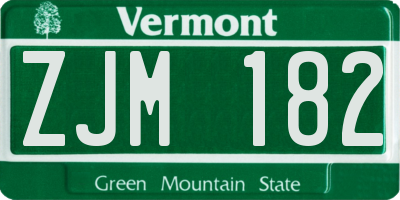VT license plate ZJM182
