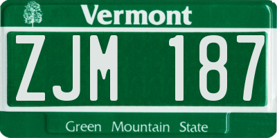 VT license plate ZJM187