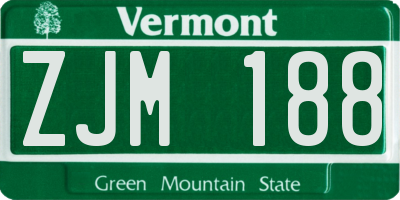 VT license plate ZJM188