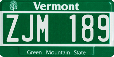VT license plate ZJM189
