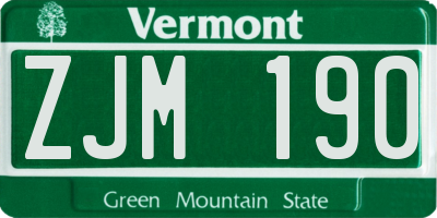 VT license plate ZJM190