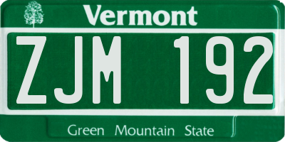 VT license plate ZJM192