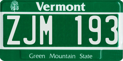 VT license plate ZJM193