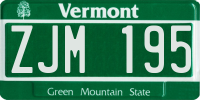 VT license plate ZJM195