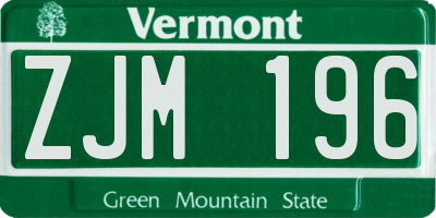 VT license plate ZJM196