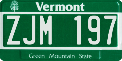 VT license plate ZJM197