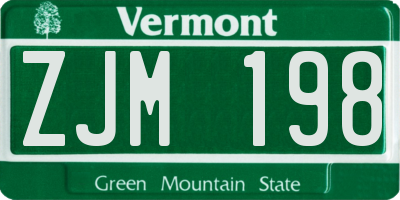 VT license plate ZJM198