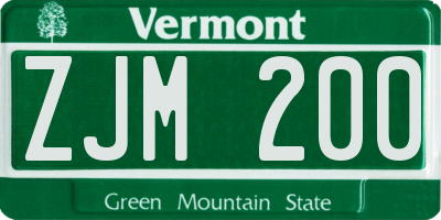 VT license plate ZJM200