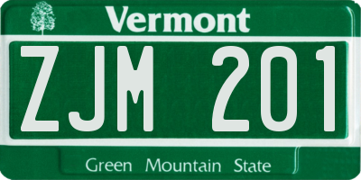 VT license plate ZJM201