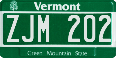 VT license plate ZJM202