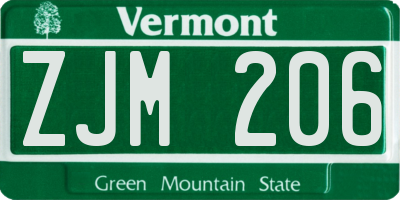 VT license plate ZJM206