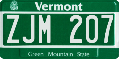 VT license plate ZJM207
