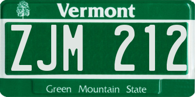 VT license plate ZJM212