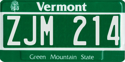 VT license plate ZJM214
