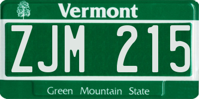VT license plate ZJM215