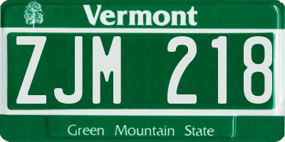 VT license plate ZJM218