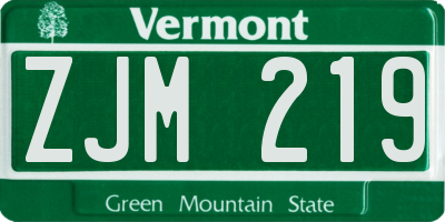 VT license plate ZJM219