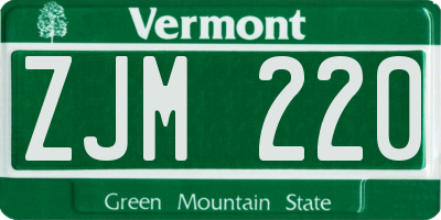 VT license plate ZJM220