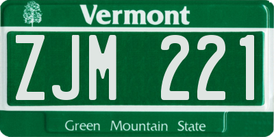 VT license plate ZJM221