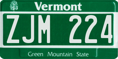 VT license plate ZJM224