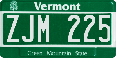 VT license plate ZJM225
