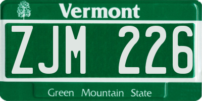 VT license plate ZJM226