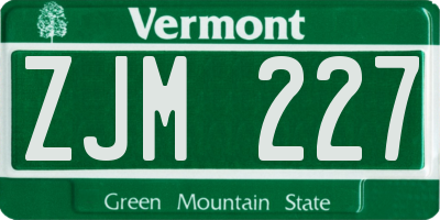 VT license plate ZJM227