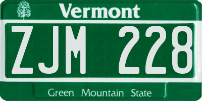 VT license plate ZJM228