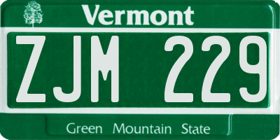 VT license plate ZJM229
