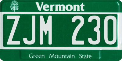 VT license plate ZJM230