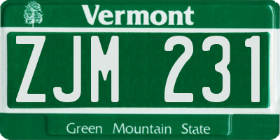 VT license plate ZJM231