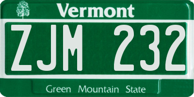 VT license plate ZJM232