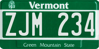 VT license plate ZJM234