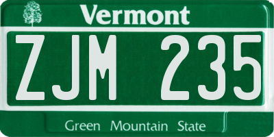 VT license plate ZJM235