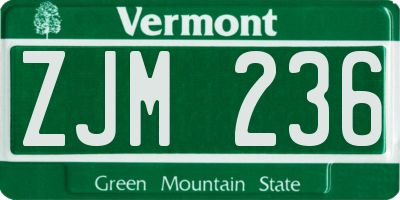 VT license plate ZJM236
