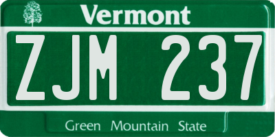 VT license plate ZJM237