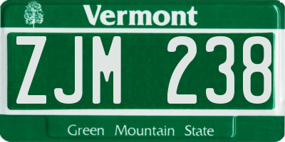 VT license plate ZJM238