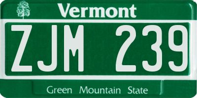 VT license plate ZJM239