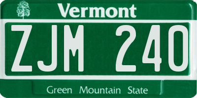 VT license plate ZJM240