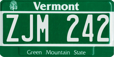 VT license plate ZJM242