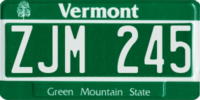 VT license plate ZJM245