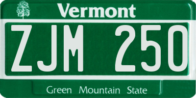 VT license plate ZJM250