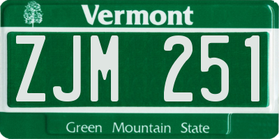VT license plate ZJM251