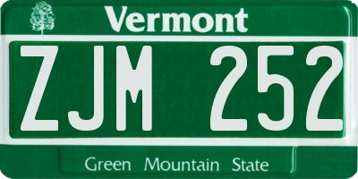 VT license plate ZJM252